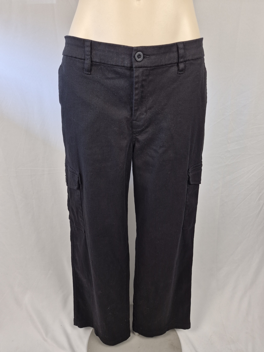 Bluenotes Black Cargo Pants with Side Flap Pockets